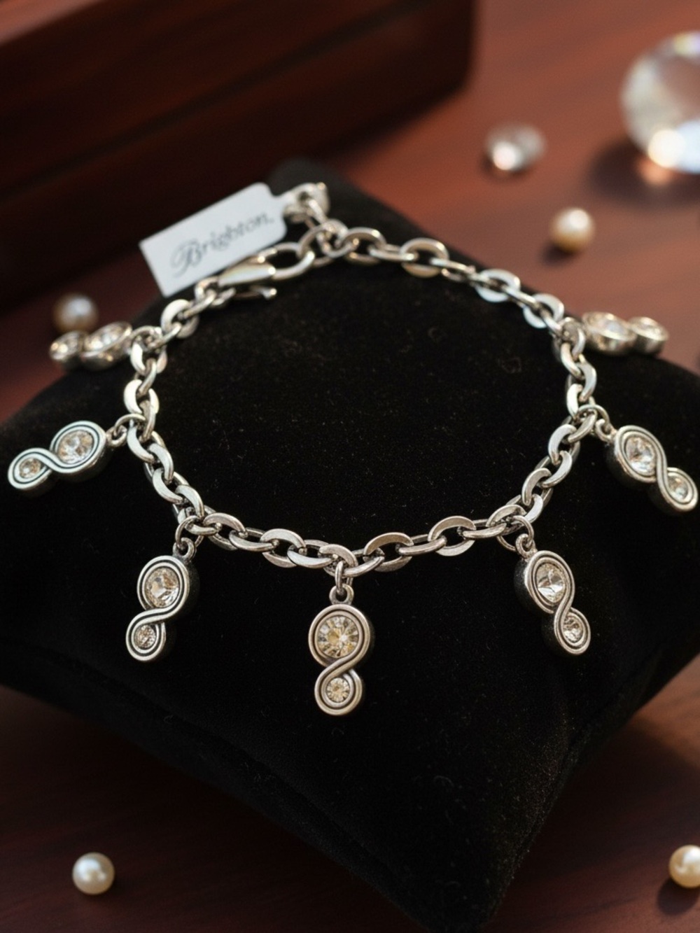 Brighton Sterling silver Crystal Drop Charm Bracelet - Picture 2 of 4